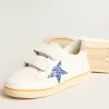 Junior Ball Star mit blauem Glitzerstern und beigem Wildleder-Fersenlasche