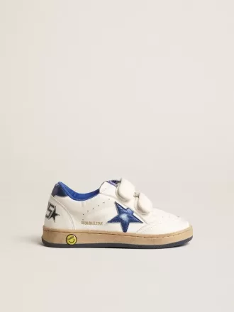 Junior Ball Star mit blauem Metallic-Lederstern und Fersenlasche