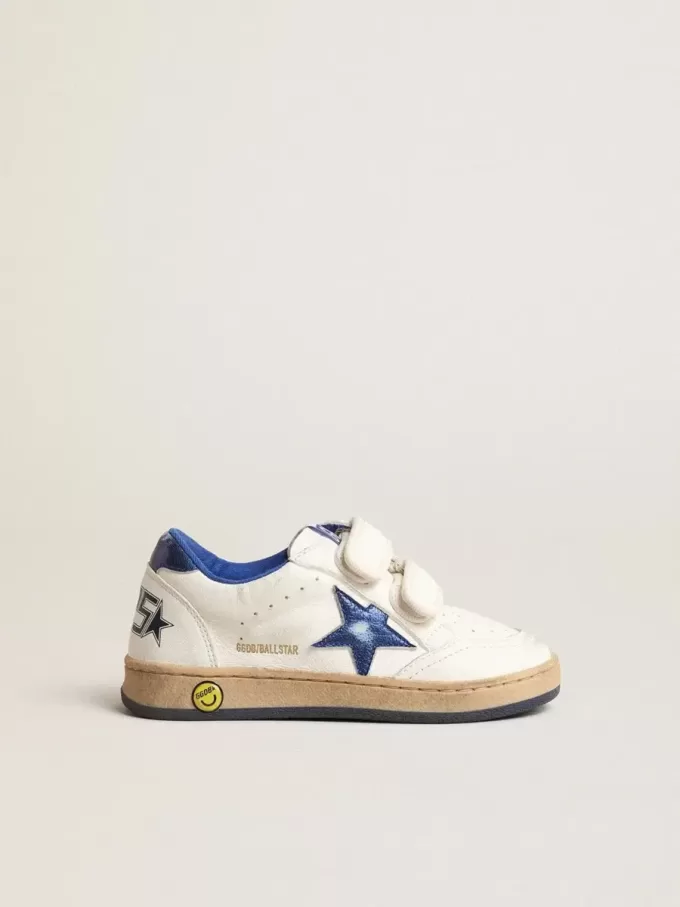 Junior Ball Star mit blauem Metallic-Lederstern und Fersenlasche