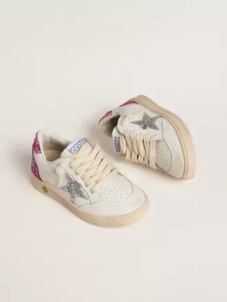 Junior Ball Star mit silbernem Glitzerstern und rosa Glitzer-Fersenlasche