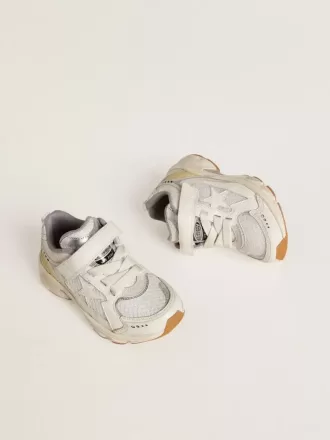 Junior Lightstar aus weißem Leder und Mesh mit weißem Lederstern