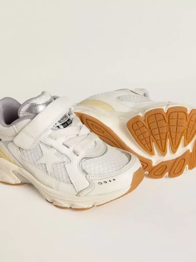 Junior Lightstar aus weißem Leder und Mesh mit weißem Lederstern