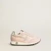 Junior Marathon aus rosa Nylon mit aufgedrucktem Stern und Lederlasche an der Ferse
