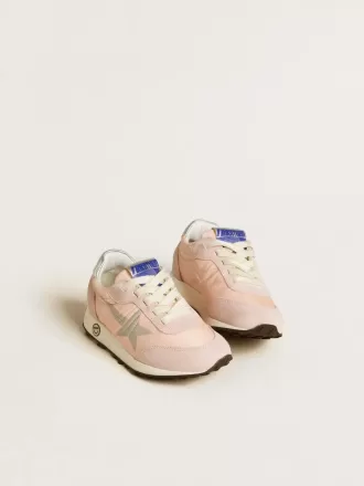 Junior Marathon aus rosa Nylon mit aufgedrucktem Stern und Lederlasche an der Ferse
