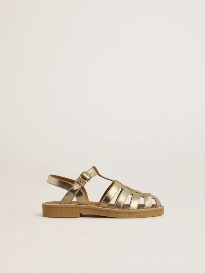 Junior Maxime Sandalen aus goldfarbenem Metallic-Leder