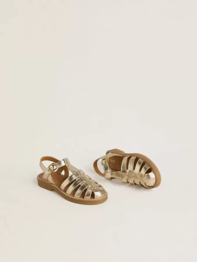 Junior Maxime Sandalen aus goldfarbenem Metallic-Leder