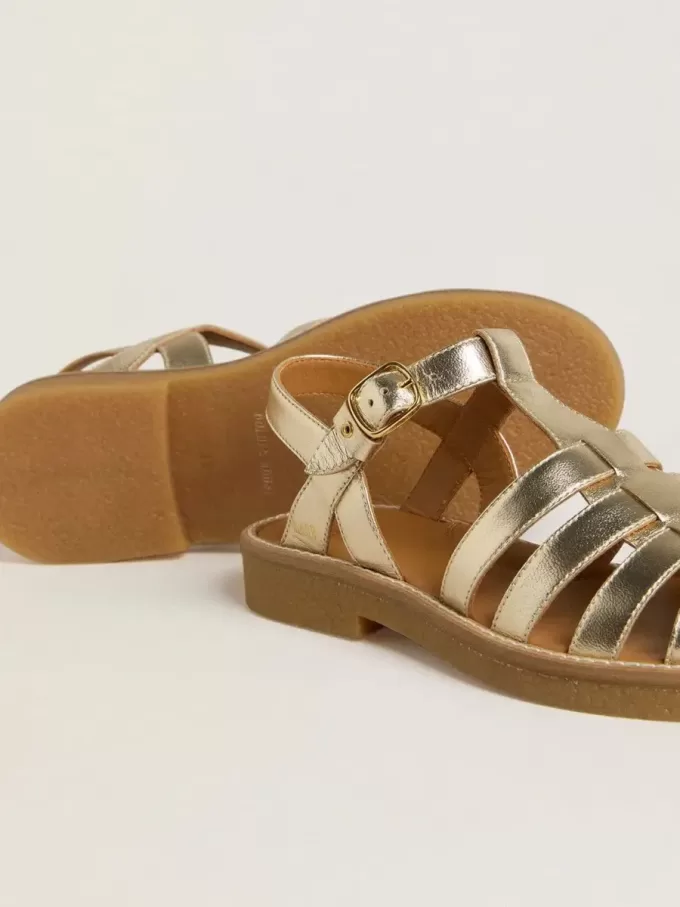 Junior Maxime Sandalen aus goldfarbenem Metallic-Leder
