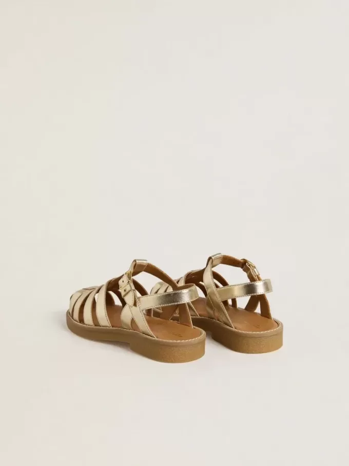 Junior Maxime Sandalen aus goldfarbenem Metallic-Leder