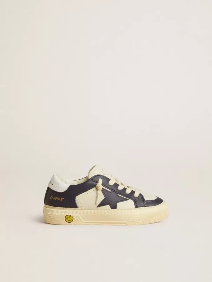 Junior May aus weißem und blauem Leder mit Lederstern und Fersenlasche