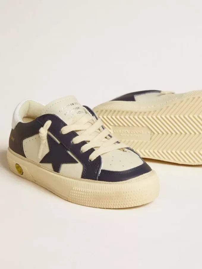 Junior May aus weißem und blauem Leder mit Lederstern und Fersenlasche