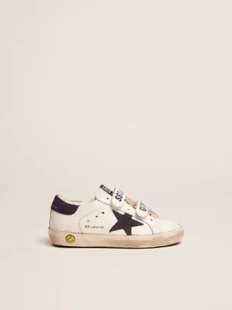 Young Old School aus weißem Leder mit blauem Wildlederstern und Fersenlasche