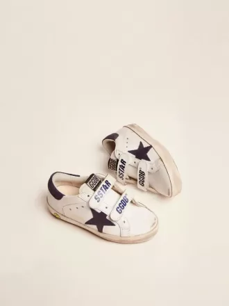Young Old School aus weißem Leder mit blauem Wildlederstern und Fersenlasche