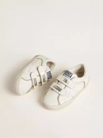 Junior Old School aus weißem Leder mit goldenen Details