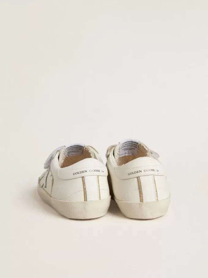 Junior Old School aus weißem Leder mit goldenen Details