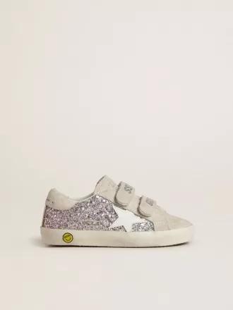 Junior Old School in Silber und Pink mit Glitzer und weißem Lederstern