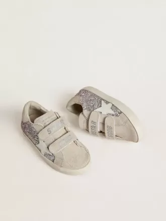 Junior Old School in Silber und Pink mit Glitzer und weißem Lederstern