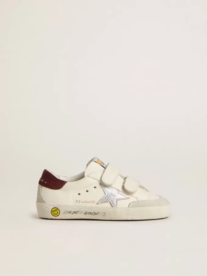 Junior Old School mit silbernem Metallic-Lederstern und violettem Wildleder-Fersenlasche Junior Old School mit silbernem Metallic-Lederstern und violettem Wildleder-Fersenlasche