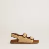 Junior-Sandalen „Noa” aus beigem Raffia und braunem Leder