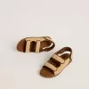 Junior-Sandalen „Noa” aus beigem Raffia und braunem Leder