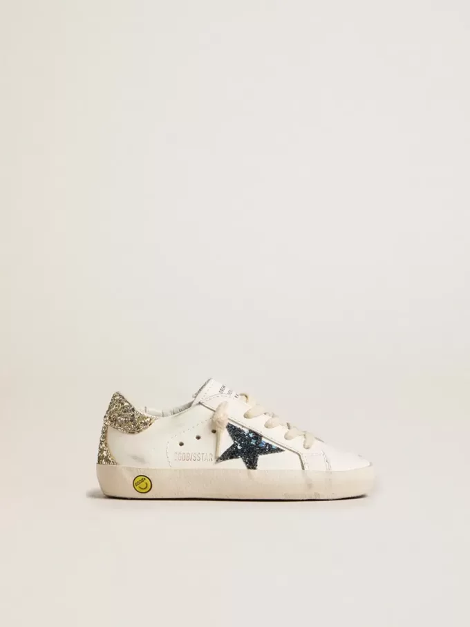 Junior Super-Star aus Leder mit Glitzerstern und Fersenlasche