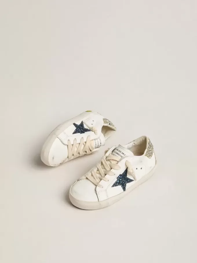 Junior Super-Star aus Leder mit Glitzerstern und Fersenlasche