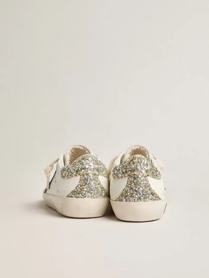 Junior Super-Star aus Leder mit Glitzerstern und Fersenlasche