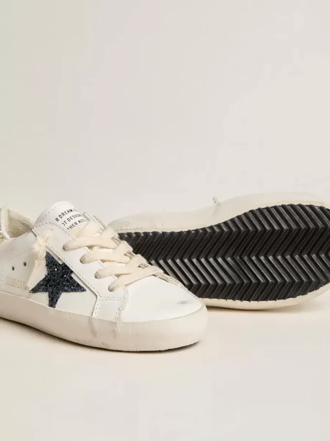 Junior Super-Star aus Leder mit Glitzerstern und Fersenlasche