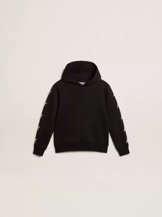 Kapuzensweatshirt für Jungen in Schwarz mit kontrastierenden silbernen Sternen