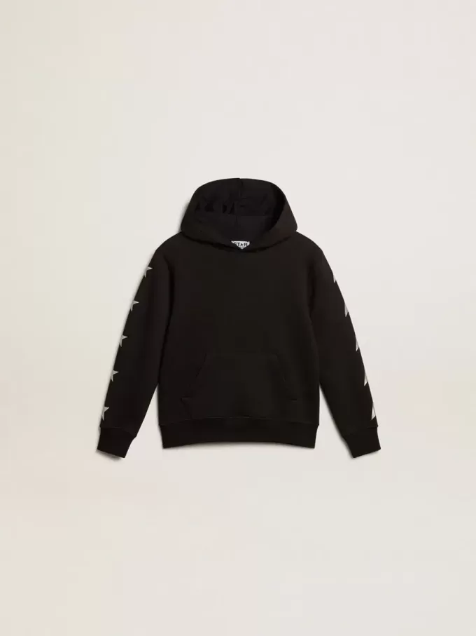 Kapuzensweatshirt für Jungen in Schwarz mit kontrastierenden silbernen Sternen