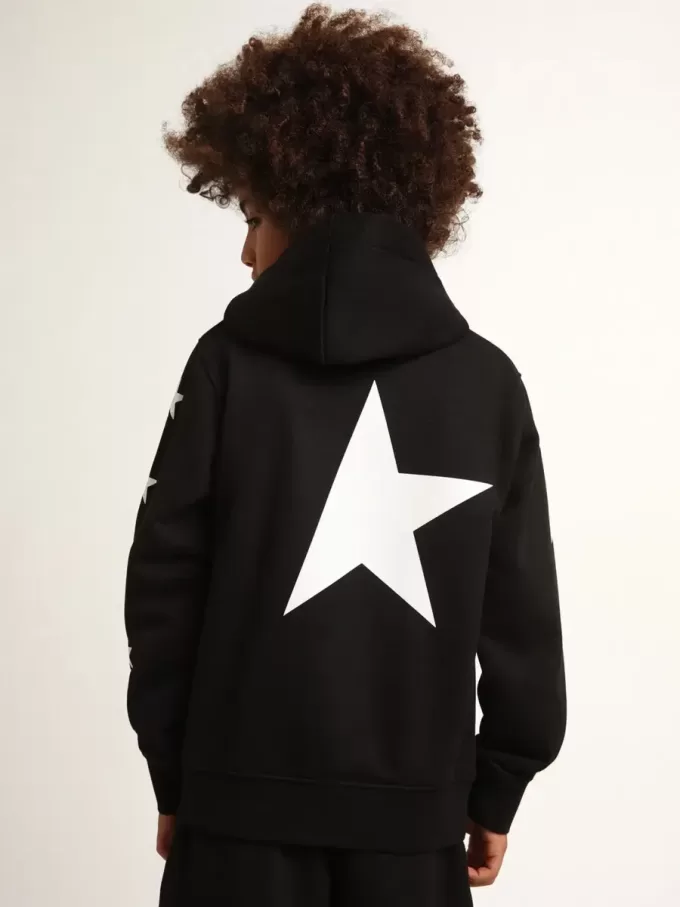 Kapuzensweatshirt für Jungen in Schwarz mit kontrastierenden weißen Sternen
