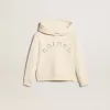 Kapuzensweatshirt in Altweiß mit Aufnähern Kapuzensweatshirt in Altweiß mit Aufnähern