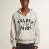 Kapuzensweatshirt in Used-Grau mit gesticktem Vintage-Logo Kapuzensweatshirt in Used-Grau mit gesticktem Vintage-Logo