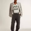 Kapuzensweatshirt in Used-Grau mit gesticktem Vintage-Logo Kapuzensweatshirt in Used-Grau mit gesticktem Vintage-Logo