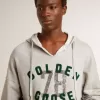 Kapuzensweatshirt in Used-Grau mit gesticktem Vintage-Logo Kapuzensweatshirt in Used-Grau mit gesticktem Vintage-Logo
