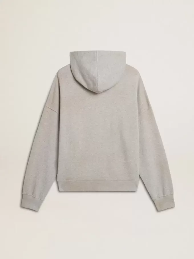 Kapuzensweatshirt in Used-Grau mit gesticktem Vintage-Logo Kapuzensweatshirt in Used-Grau mit gesticktem Vintage-Logo