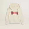 Kapuzensweatshirt in Used-Weiß mit goldener Stickerei auf der Vorderseite