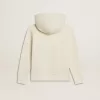 Kapuzensweatshirt in Used-Weiß mit goldener Stickerei auf der Vorderseite