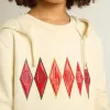 Kapuzensweatshirt in Used-Weiß mit goldener Stickerei auf der Vorderseite