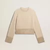 Kastenförmiger Damenpullover aus Wolle mit Hotfix-Kristallverzierung Kastenförmiger Damenpullover aus Wolle mit Hotfix-Kristallverzierung
