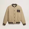 Khakifarbene Bomberjacke aus gesteppter Baumwolle