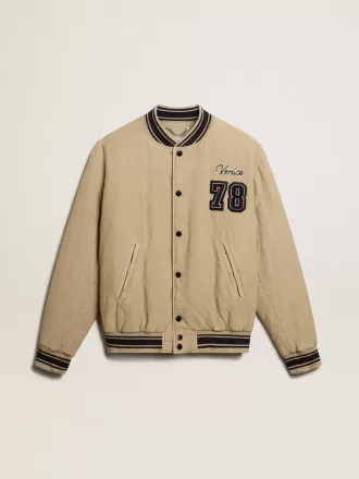 Khakifarbene Bomberjacke aus gesteppter Baumwolle
