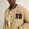 Khakifarbene Bomberjacke aus gesteppter Baumwolle