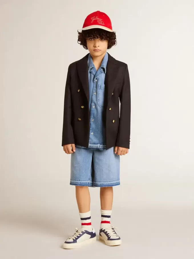 Kinder-Jeansshorts mit Stickerei auf der Rückseite
