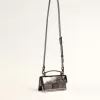 Kleine Venezia-Tasche aus anthrazitgrauem Metallic-Leder mit schwarzen Details