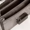 Kleine Venezia-Tasche aus anthrazitgrauem Metallic-Leder mit schwarzen Details