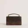 Kleine Venezia-Tasche aus dunkelbraunem Leder mit goldener Schnalle