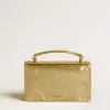 Kleine Venezia-Tasche aus goldfarbenem Metallic-Leder mit goldenen Details