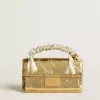 Kleine Venezia-Tasche aus goldfarbenem Metallic-Leder mit goldenen Details
