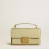 Kleine Venezia-Tasche aus hellgrünem Leder mit Python-Print und goldenen Details