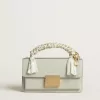 Kleine Venezia-Tasche aus mineralgrauem Leder mit Golddetails